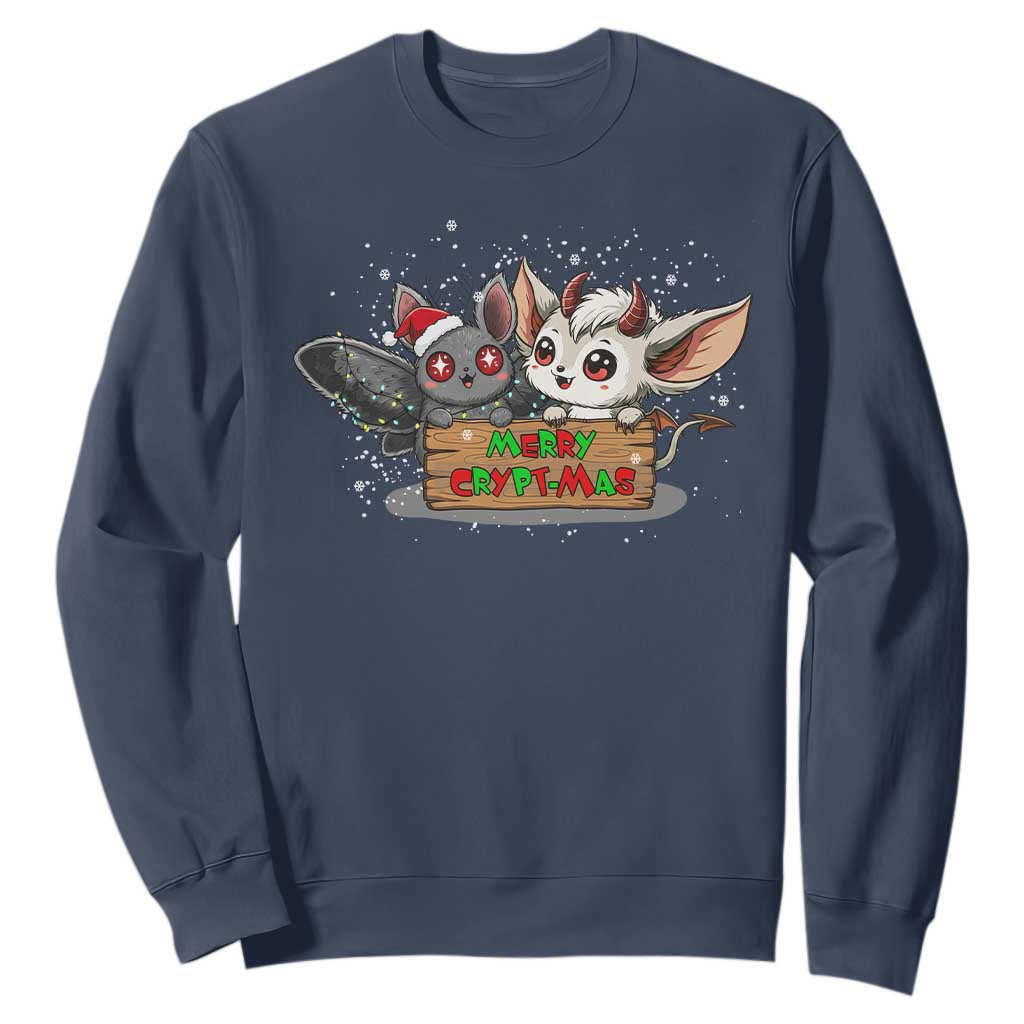 Mothman And Jersey Devil Sweatshirt Merry Cryptmas Funny Holiday Gift TS12 Navy Print Your Wear