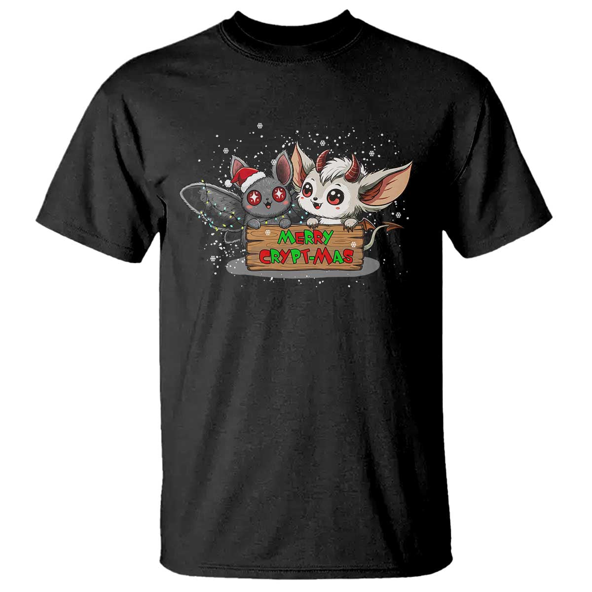 Mothman And Jersey Devil T Shirt Merry Cryptmas Funny Holiday Gift TS12 Black Print Your Wear