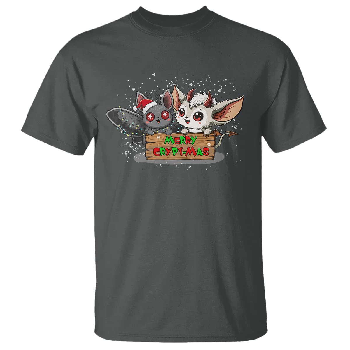 Mothman And Jersey Devil T Shirt Merry Cryptmas Funny Holiday Gift TS12 Dark Heather Print Your Wear