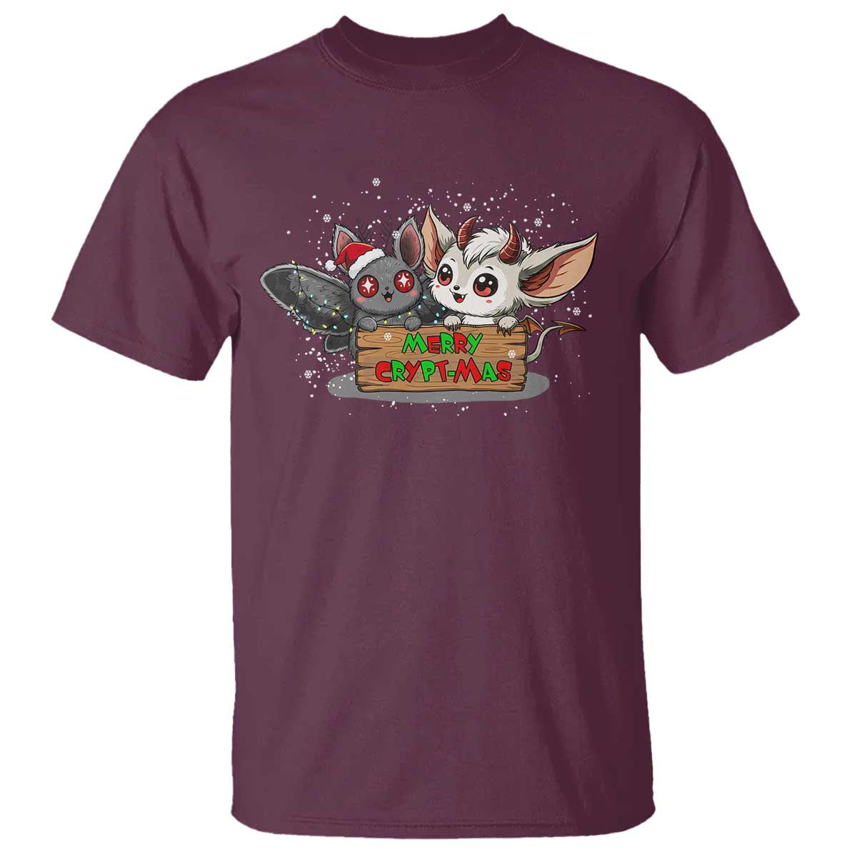 Mothman And Jersey Devil T Shirt Merry Cryptmas Funny Holiday Gift TS12 Maroon Print Your Wear