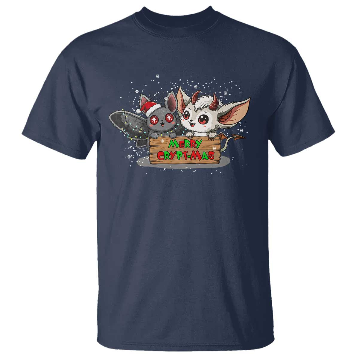 Mothman And Jersey Devil T Shirt Merry Cryptmas Funny Holiday Gift TS12 Navy Print Your Wear
