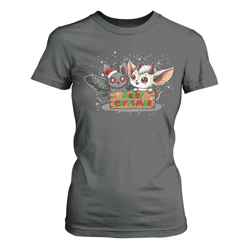 Mothman And Jersey Devil T Shirt For Women Merry Cryptmas Funny Holiday Gift TS12 Dark Heather Print Your Wear