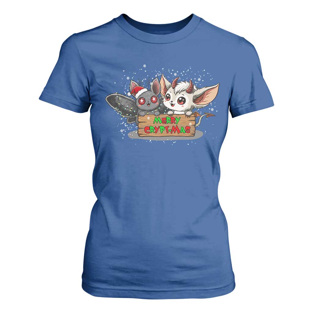 Mothman And Jersey Devil T Shirt For Women Merry Cryptmas Funny Holiday Gift TS12 Royal Blue Print Your Wear