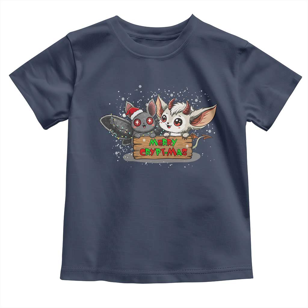 Mothman And Jersey Devil Toddler T Shirt Merry Cryptmas Funny Holiday Gift TS12 Navy Print Your Wear