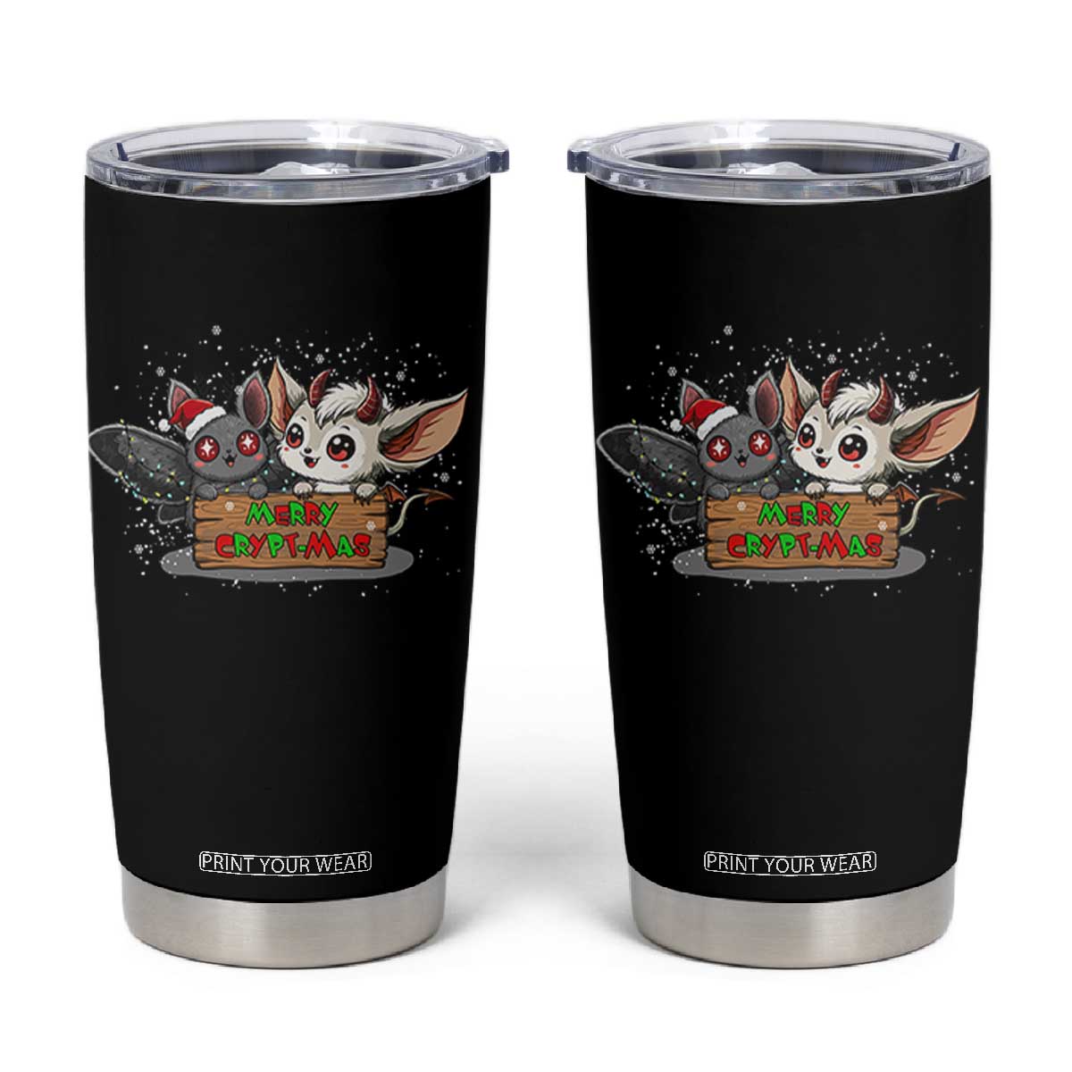 Mothman And Jersey Devil Tumbler Cup Merry Cryptmas Funny Holiday Gift TS12 Black Print Your Wear