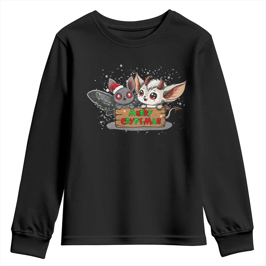 Mothman And Jersey Devil Youth Sweatshirt Merry Cryptmas Funny Holiday Gift TS12 Black Print Your Wear