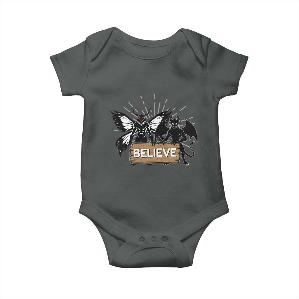 Mothman Jersey Devil Baby Onesie Believe Cryptid Folklore Gift TS12 Dark Heather Print Your Wear