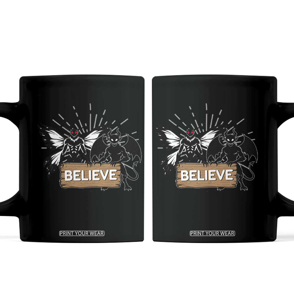 Mothman Jersey Devil Coffee Mug Believe Cryptid Folklore Gift TS12 Black Print Your Wear