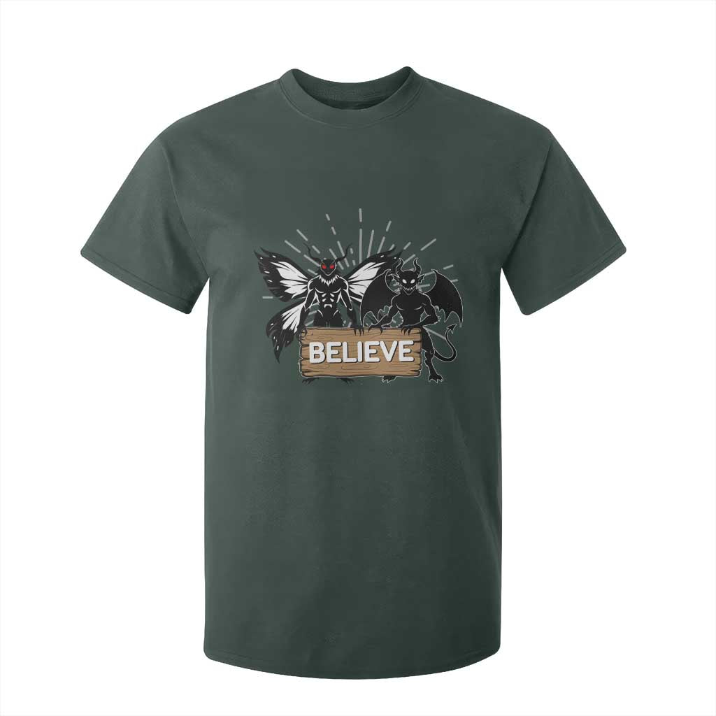 Mothman Jersey Devil T Shirt For Kid Believe Cryptid Folklore Gift TS12 Dark Forest Green Print Your Wear