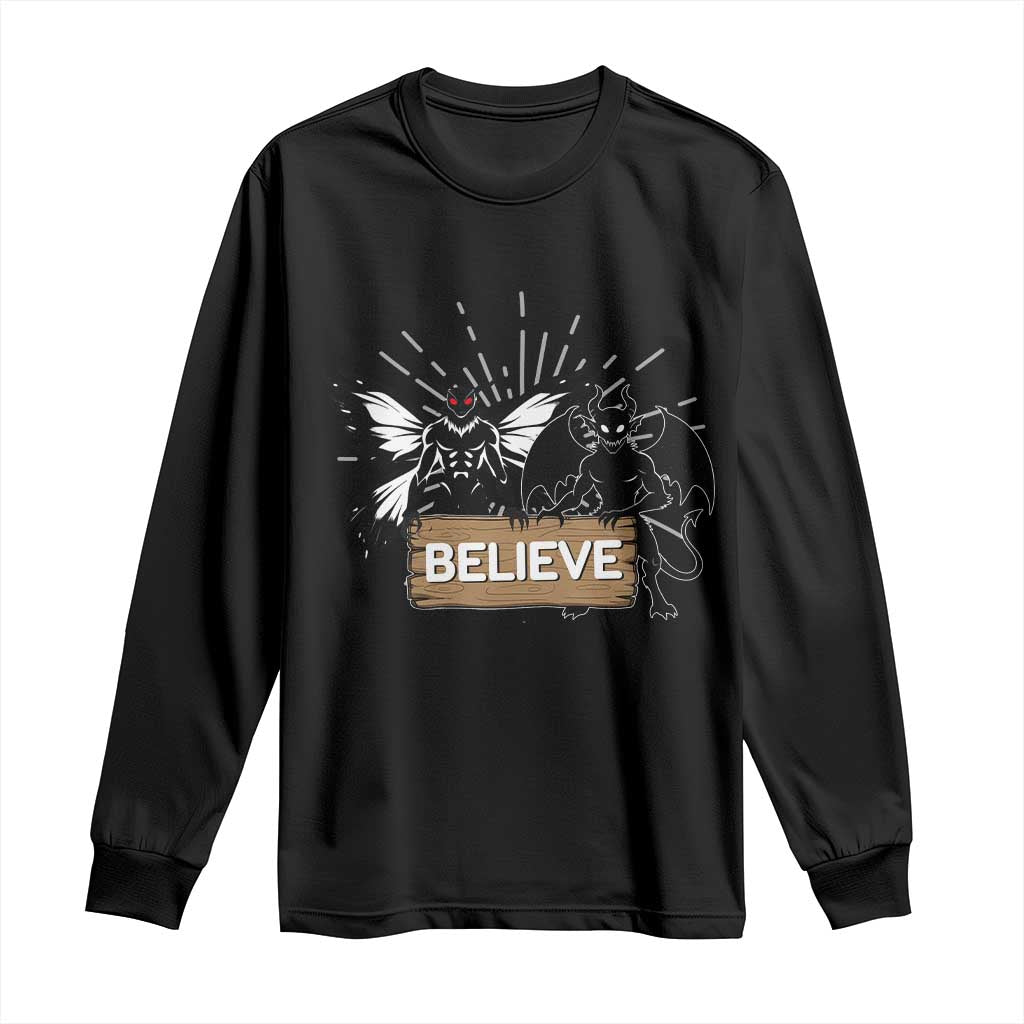 Mothman Jersey Devil Long Sleeve Shirt Believe Cryptid Folklore Gift TS12 Black Print Your Wear