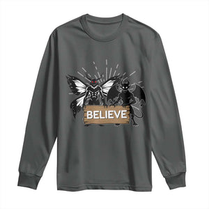 Mothman Jersey Devil Long Sleeve Shirt Believe Cryptid Folklore Gift TS12 Dark Heather Print Your Wear