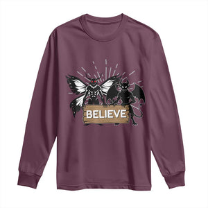 Mothman Jersey Devil Long Sleeve Shirt Believe Cryptid Folklore Gift TS12 Maroon Print Your Wear