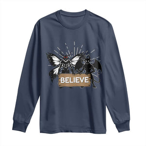 Mothman Jersey Devil Long Sleeve Shirt Believe Cryptid Folklore Gift TS12 Navy Print Your Wear