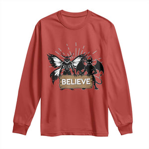 Mothman Jersey Devil Long Sleeve Shirt Believe Cryptid Folklore Gift TS12 Red Print Your Wear