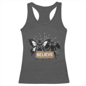 Mothman Jersey Devil Racerback Tank Top Believe Cryptid Folklore Gift TS12 Dark Heather Print Your Wear
