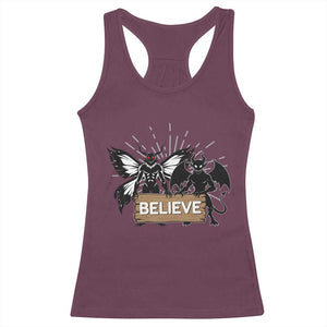 Mothman Jersey Devil Racerback Tank Top Believe Cryptid Folklore Gift TS12 Maroon Print Your Wear