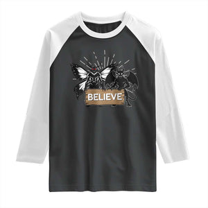 Mothman Jersey Devil Raglan Shirt Believe Cryptid Folklore Gift TS12 Black White Print Your Wear