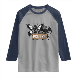 Mothman Jersey Devil Raglan Shirt Believe Cryptid Folklore Gift TS12 Sport Gray Navy Print Your Wear