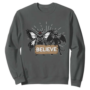 Mothman Jersey Devil Sweatshirt Believe Cryptid Folklore Gift TS12 Dark Heather Print Your Wear