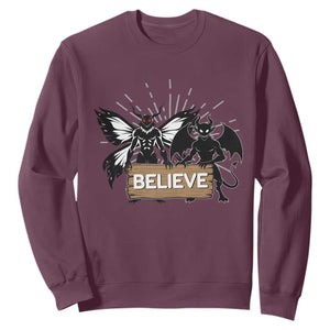 Mothman Jersey Devil Sweatshirt Believe Cryptid Folklore Gift TS12 Maroon Print Your Wear