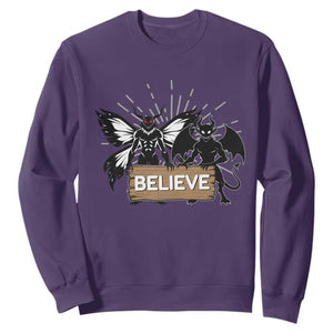 Mothman Jersey Devil Sweatshirt Believe Cryptid Folklore Gift TS12 Purple Print Your Wear