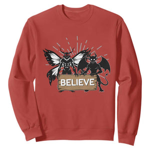 Mothman Jersey Devil Sweatshirt Believe Cryptid Folklore Gift TS12 Red Print Your Wear