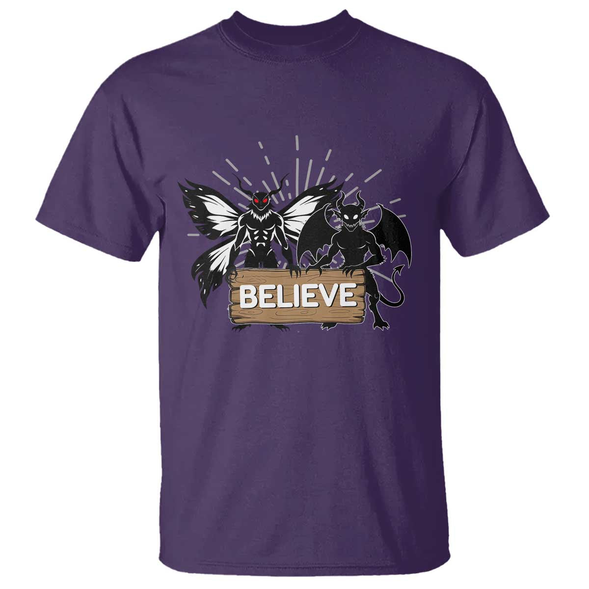 Mothman Jersey Devil T Shirt Believe Cryptid Folklore Gift TS12 Purple Print Your Wear