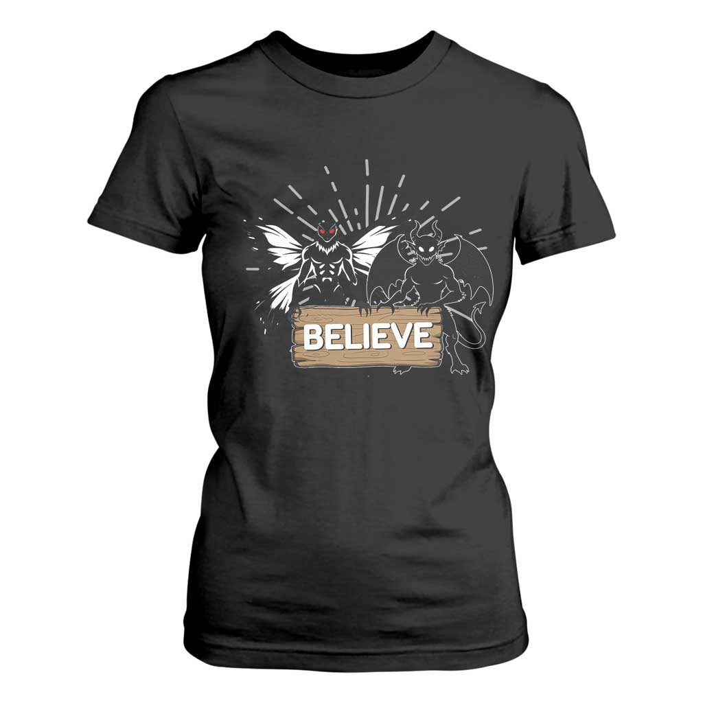 Mothman Jersey Devil T Shirt For Women Believe Cryptid Folklore Gift TS12 Black Print Your Wear