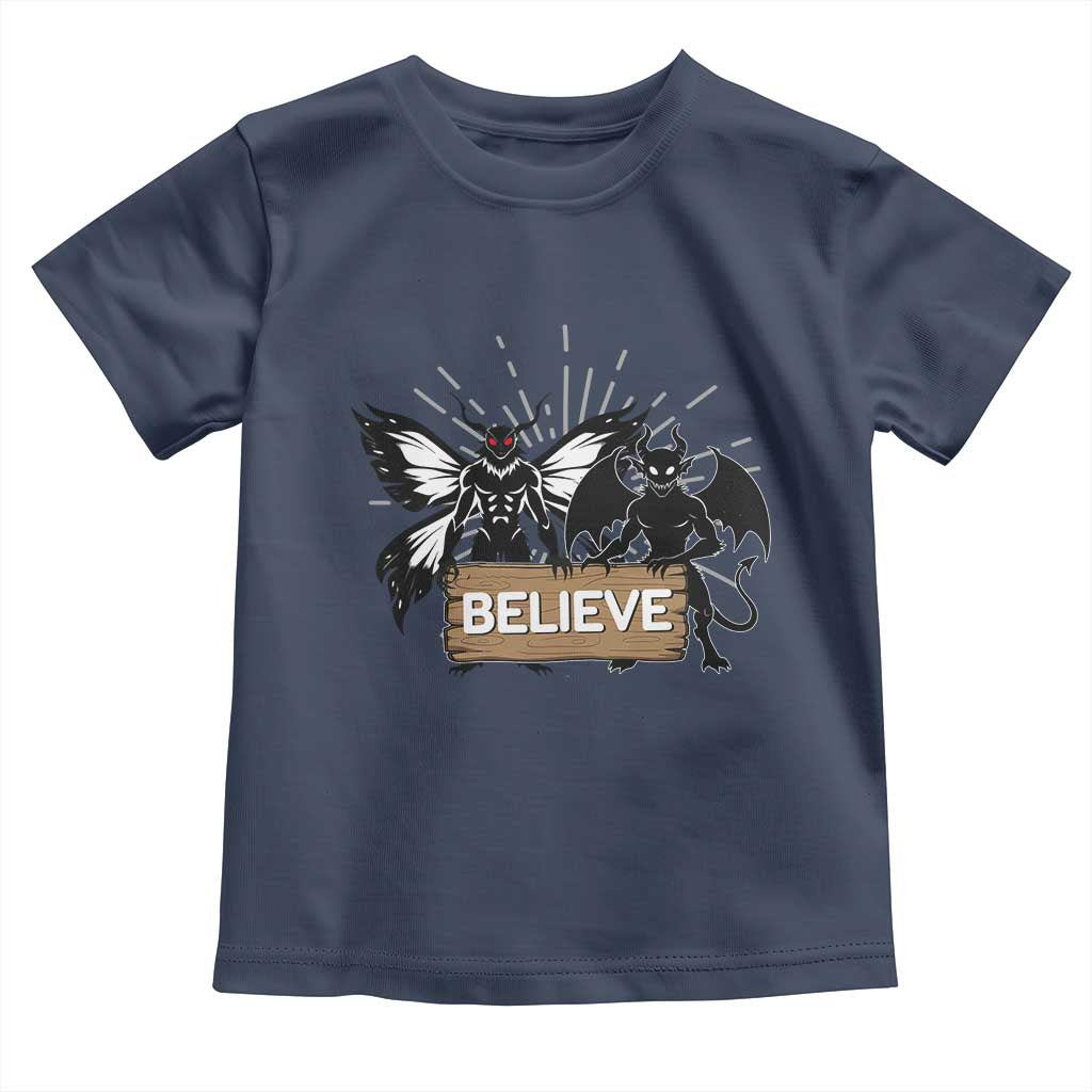 Mothman Jersey Devil Toddler T Shirt Believe Cryptid Folklore Gift TS12 Navy Print Your Wear