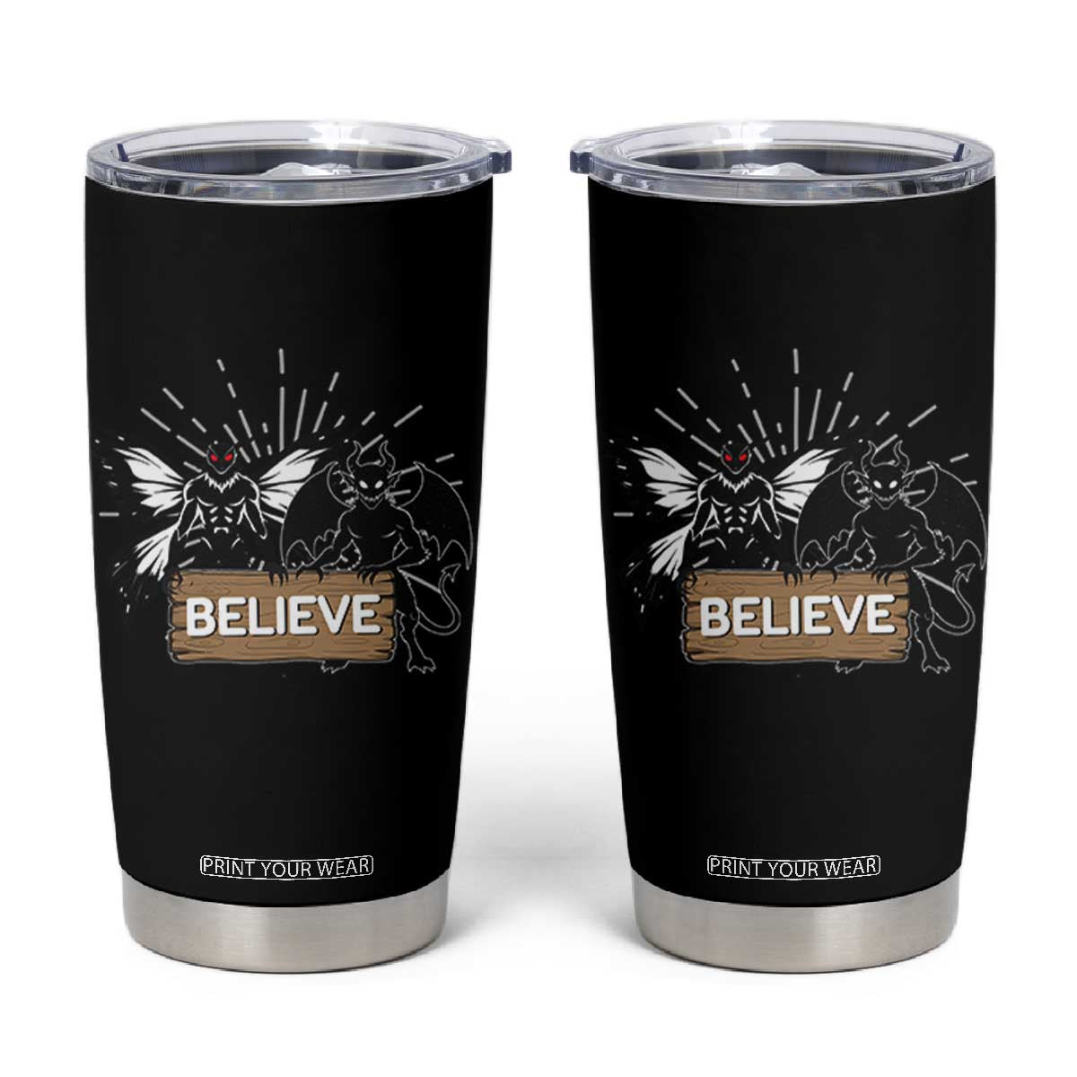 Mothman Jersey Devil Tumbler Cup Believe Cryptid Folklore Gift TS12 Black Print Your Wear