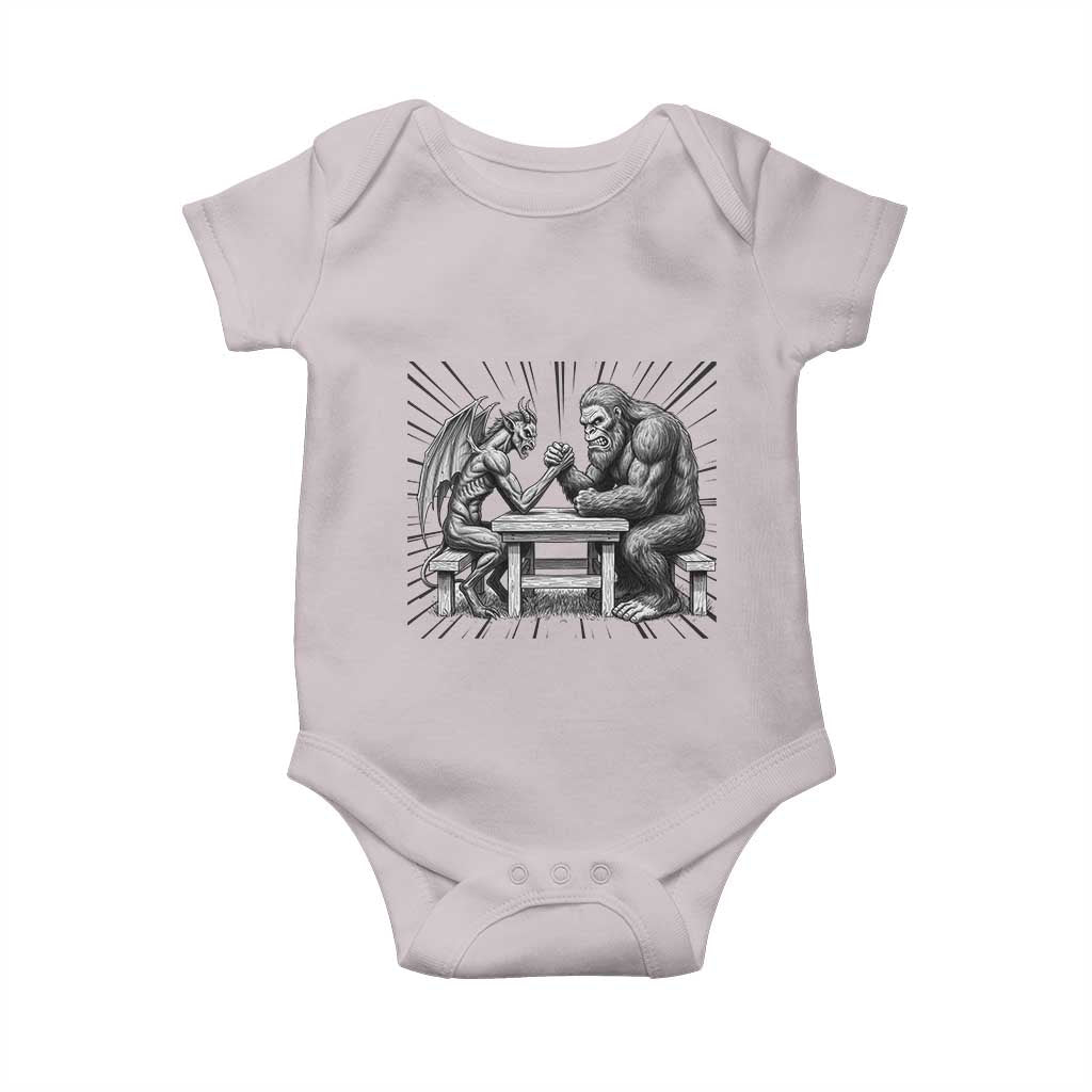 Bigfoot Jersey Devil Baby Onesie Arm Wrestling Funny Cryptid Gift TS12 Ice Gray Print Your Wear