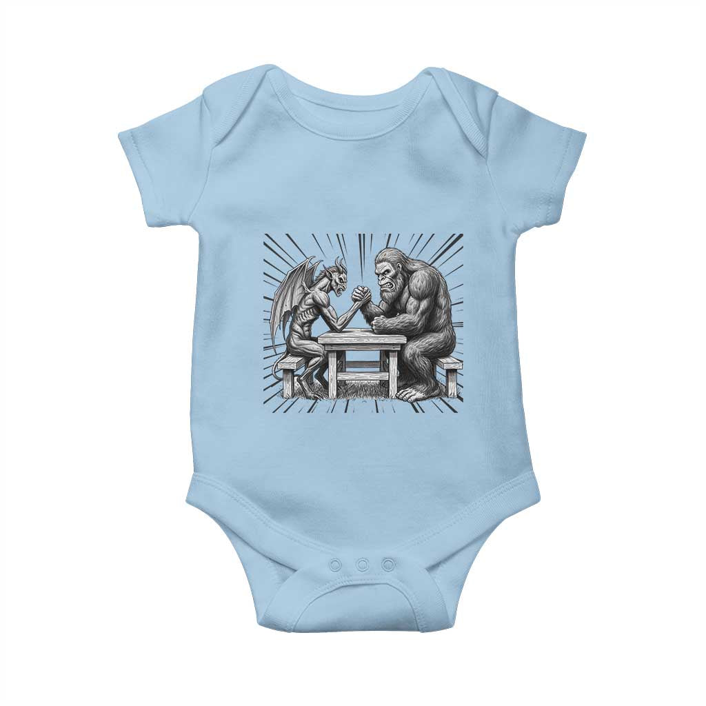 Bigfoot Jersey Devil Baby Onesie Arm Wrestling Funny Cryptid Gift TS12 Light Blue Print Your Wear