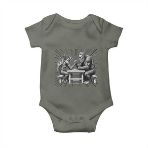 Bigfoot Jersey Devil Baby Onesie Arm Wrestling Funny Cryptid Gift TS12 Military Green Print Your Wear