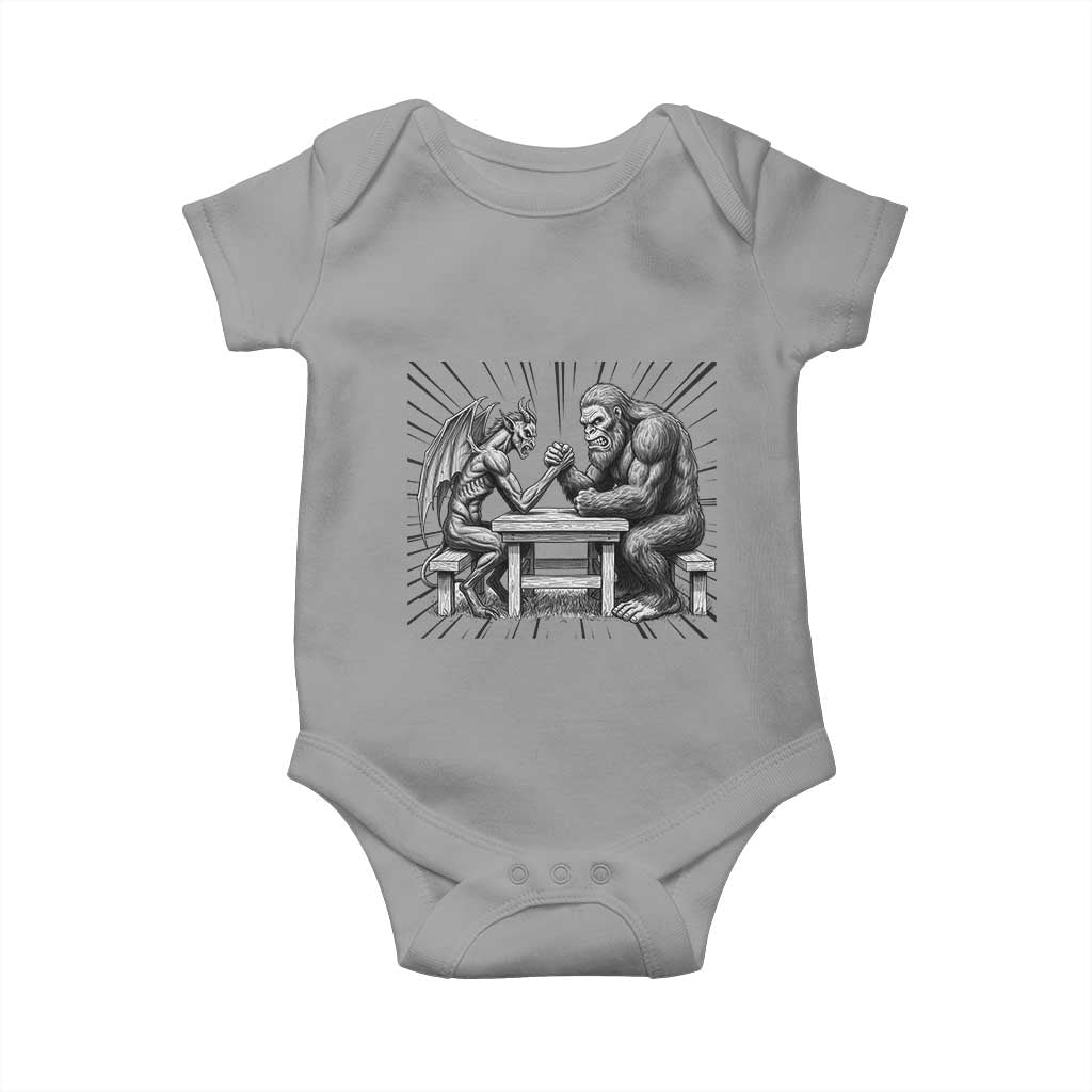 Bigfoot Jersey Devil Baby Onesie Arm Wrestling Funny Cryptid Gift TS12 Sport Gray Print Your Wear