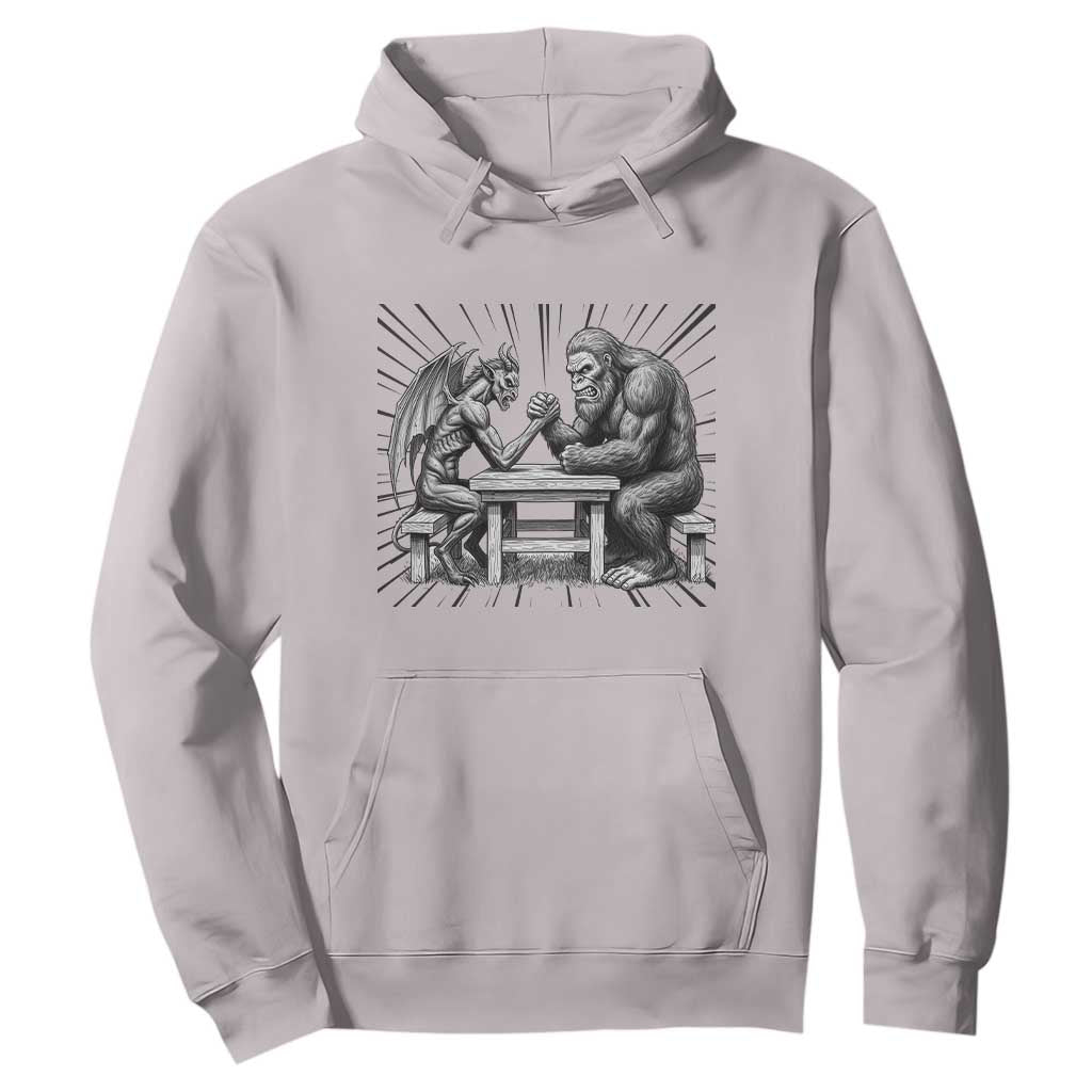 Bigfoot Jersey Devil Hoodie Arm Wrestling Funny Cryptid Gift TS12 Ice Gray Print Your Wear