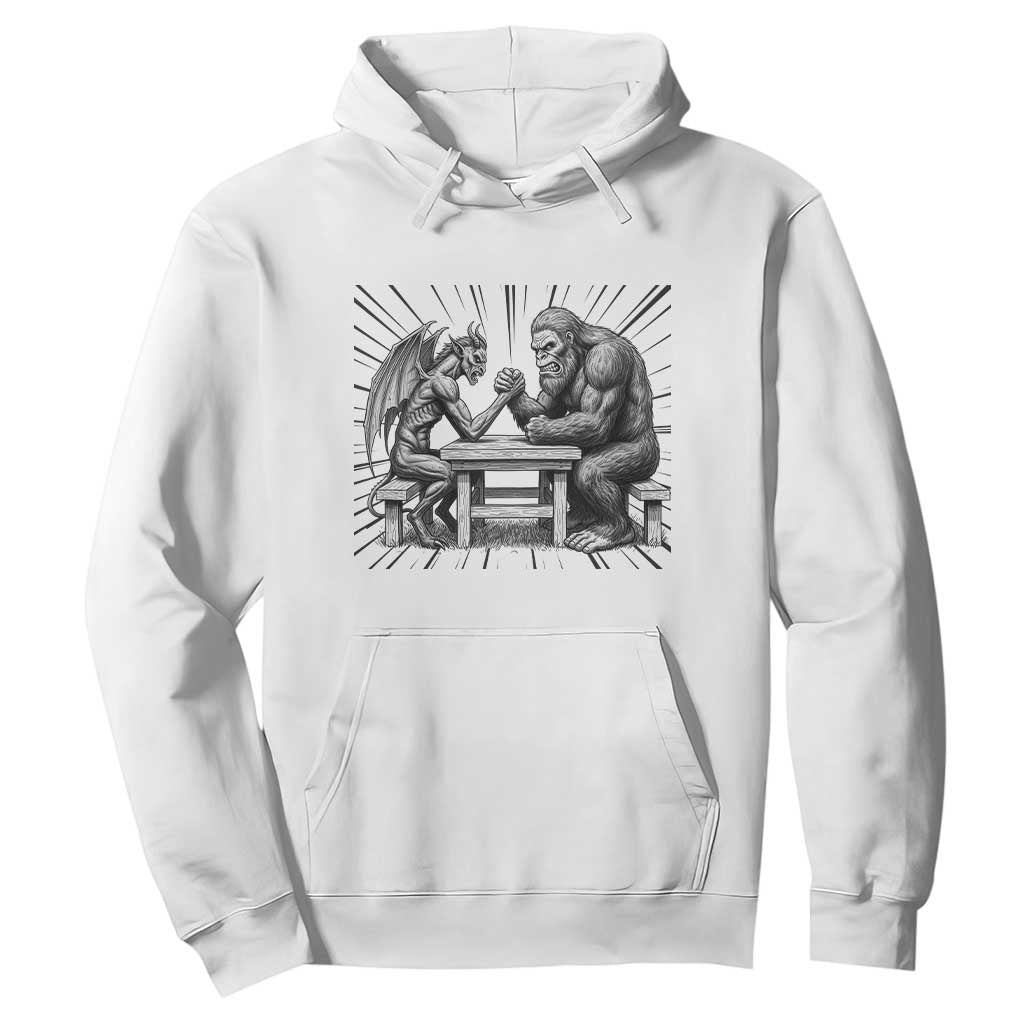 Bigfoot Jersey Devil Hoodie Arm Wrestling Funny Cryptid Gift TS12 White Print Your Wear