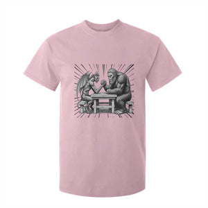 Bigfoot Jersey Devil T Shirt For Kid Arm Wrestling Funny Cryptid Gift TS12 Light Pink Print Your Wear
