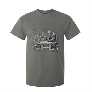 Bigfoot Jersey Devil T Shirt For Kid Arm Wrestling Funny Cryptid Gift TS12 Military Green Print Your Wear