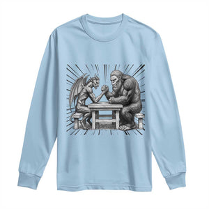 Bigfoot Jersey Devil Long Sleeve Shirt Arm Wrestling Funny Cryptid Gift TS12 Light Blue Print Your Wear