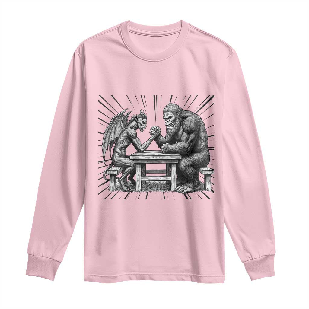 Bigfoot Jersey Devil Long Sleeve Shirt Arm Wrestling Funny Cryptid Gift TS12 Light Pink Print Your Wear