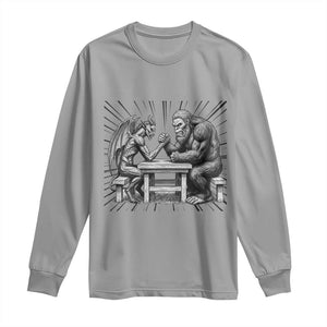 Bigfoot Jersey Devil Long Sleeve Shirt Arm Wrestling Funny Cryptid Gift TS12 Sport Gray Print Your Wear