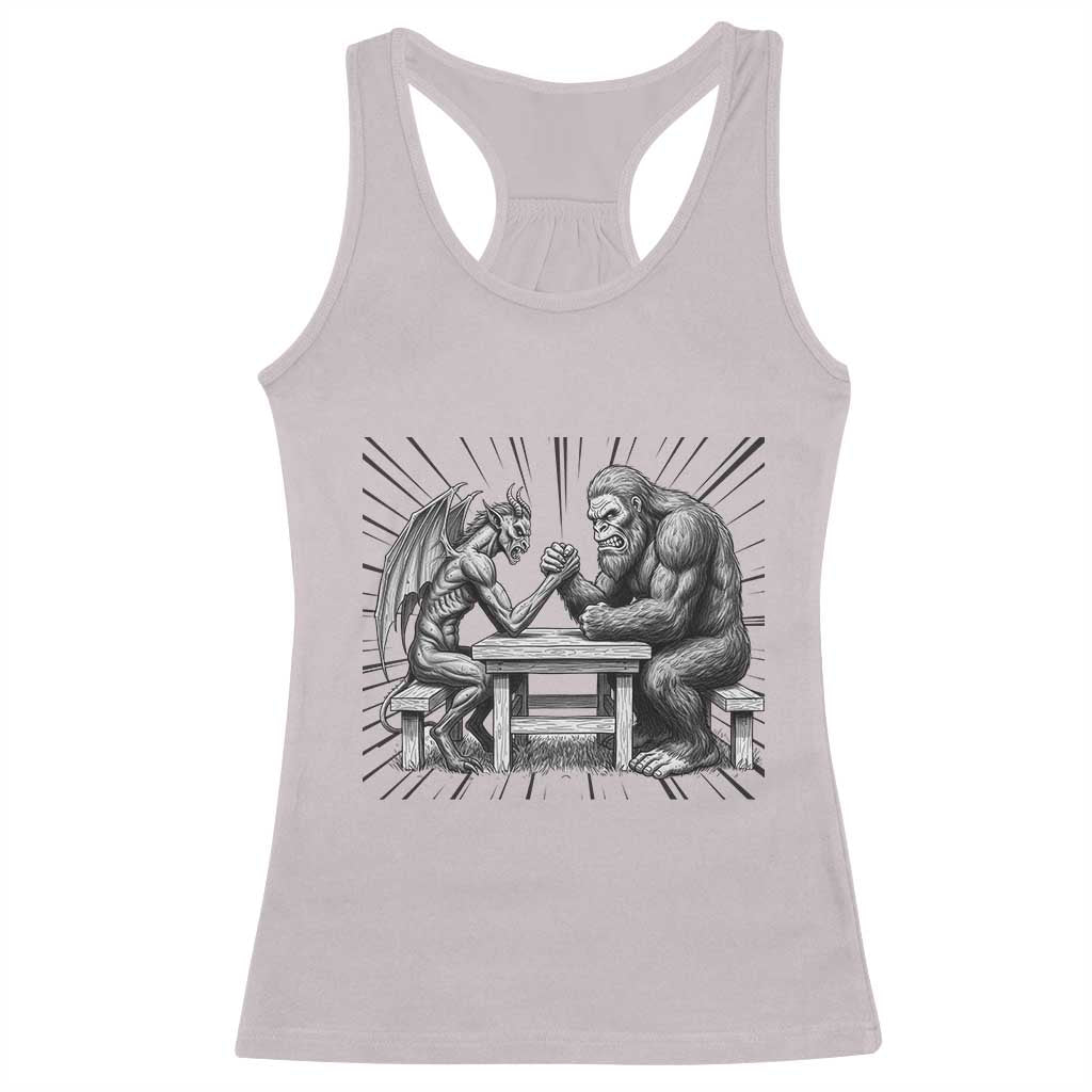 Bigfoot Jersey Devil Racerback Tank Top Arm Wrestling Funny Cryptid Gift TS12 Ice Gray Print Your Wear