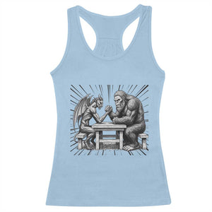 Bigfoot Jersey Devil Racerback Tank Top Arm Wrestling Funny Cryptid Gift TS12 Light Blue Print Your Wear