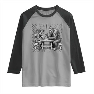 Bigfoot Jersey Devil Raglan Shirt Arm Wrestling Funny Cryptid Gift TS12 Sport Gray Black Print Your Wear