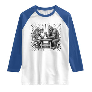 Bigfoot Jersey Devil Raglan Shirt Arm Wrestling Funny Cryptid Gift TS12 White Royal Print Your Wear