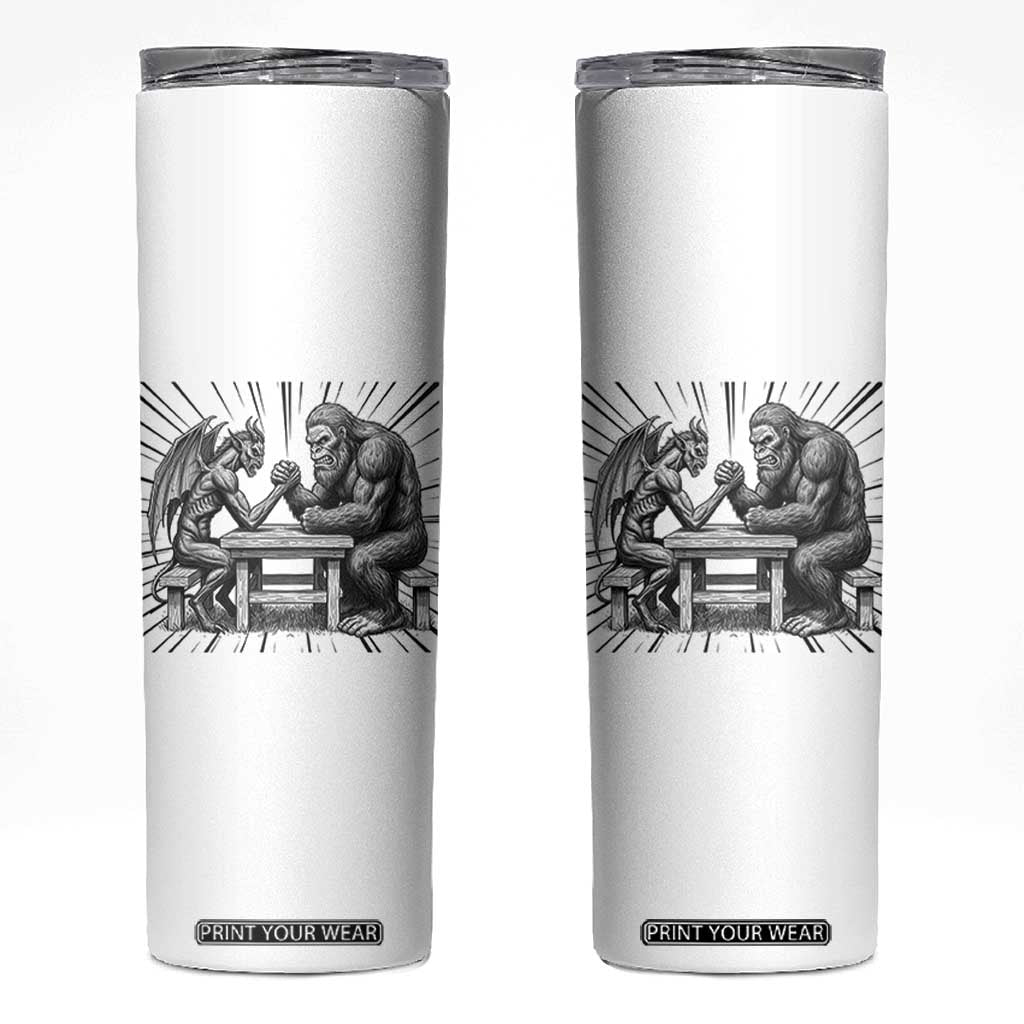 Bigfoot Jersey Devil Skinny Tumbler Arm Wrestling Funny Cryptid Gift TS12 White Print Your Wear