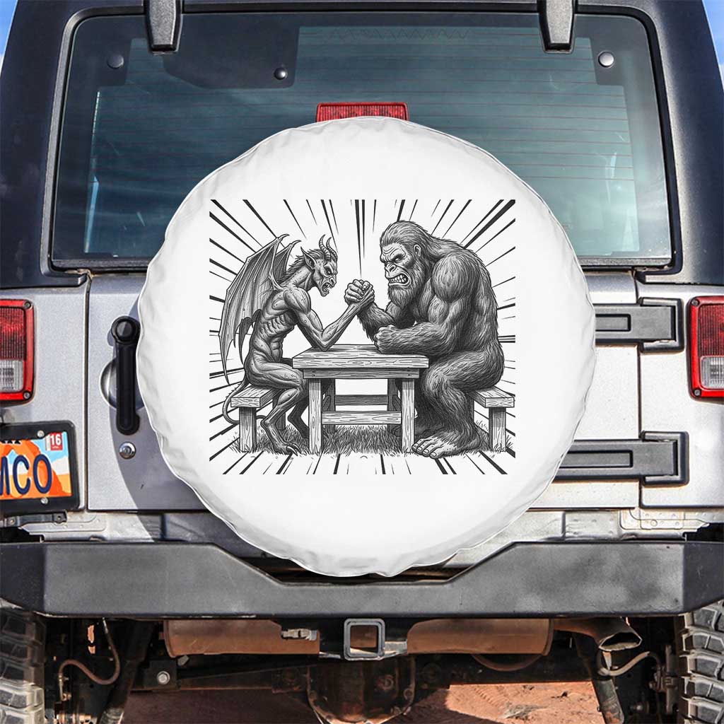 Bigfoot Jersey Devil Spare Tire Cover Arm Wrestling Funny Cryptid Gift TS12 No hole White Print Your Wear