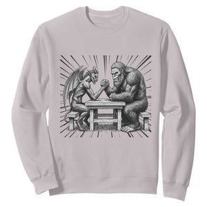Bigfoot Jersey Devil Sweatshirt Arm Wrestling Funny Cryptid Gift TS12 Ice Gray Print Your Wear