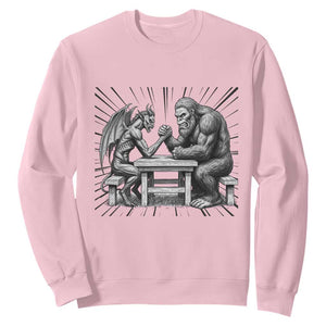 Bigfoot Jersey Devil Sweatshirt Arm Wrestling Funny Cryptid Gift TS12 Light Pink Print Your Wear