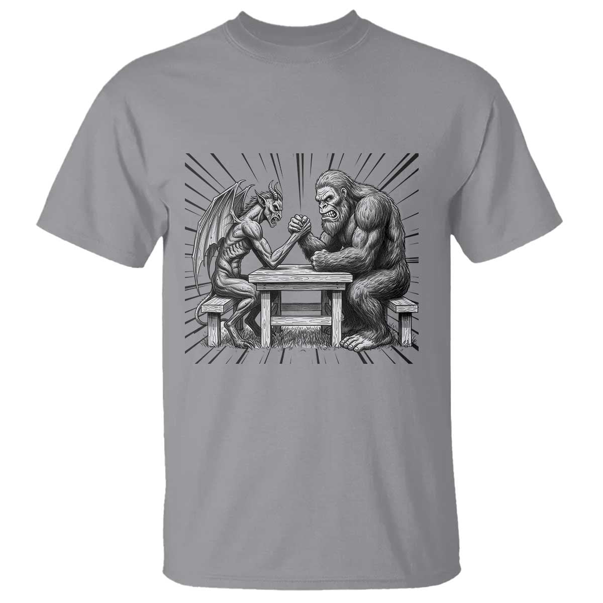 Bigfoot Jersey Devil T Shirt Arm Wrestling Funny Cryptid Gift TS12 Sport Gray Print Your Wear